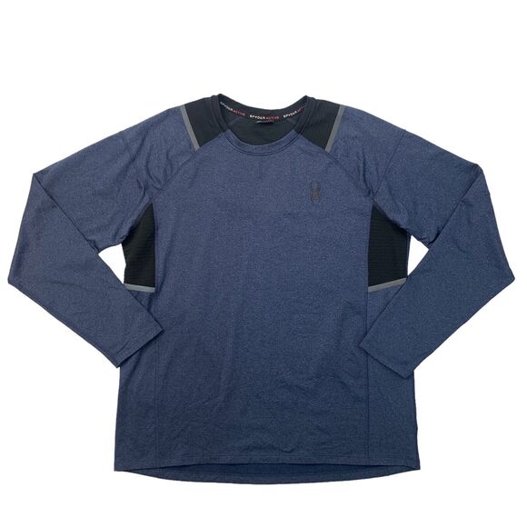 Spyder T Shirt Mens M Medium Cadet ProWeb Active Long Sleeve Wicking Reflective - Picture 1 of 10
